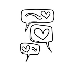 Speech bubble with heart Doodle vector icon. Drawing sketch illustration hand drawn cartoon line eps10