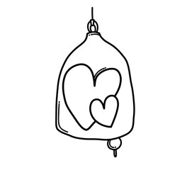 Bell with heart Doodle vector icon. Drawing sketch illustration hand drawn cartoon line eps10