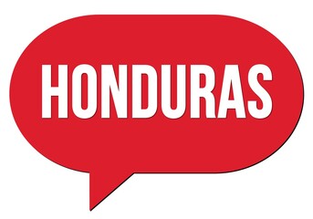 HONDURAS text written in a red speech bubble