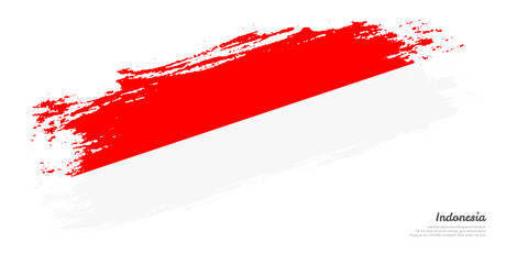 Hand painted brush flag of Indonesia country with stylish flag on white background