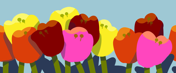 tulips in spring, background, wallpaper, colorful