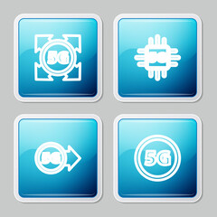 Set line 5G network, Processor, and icon. Vector