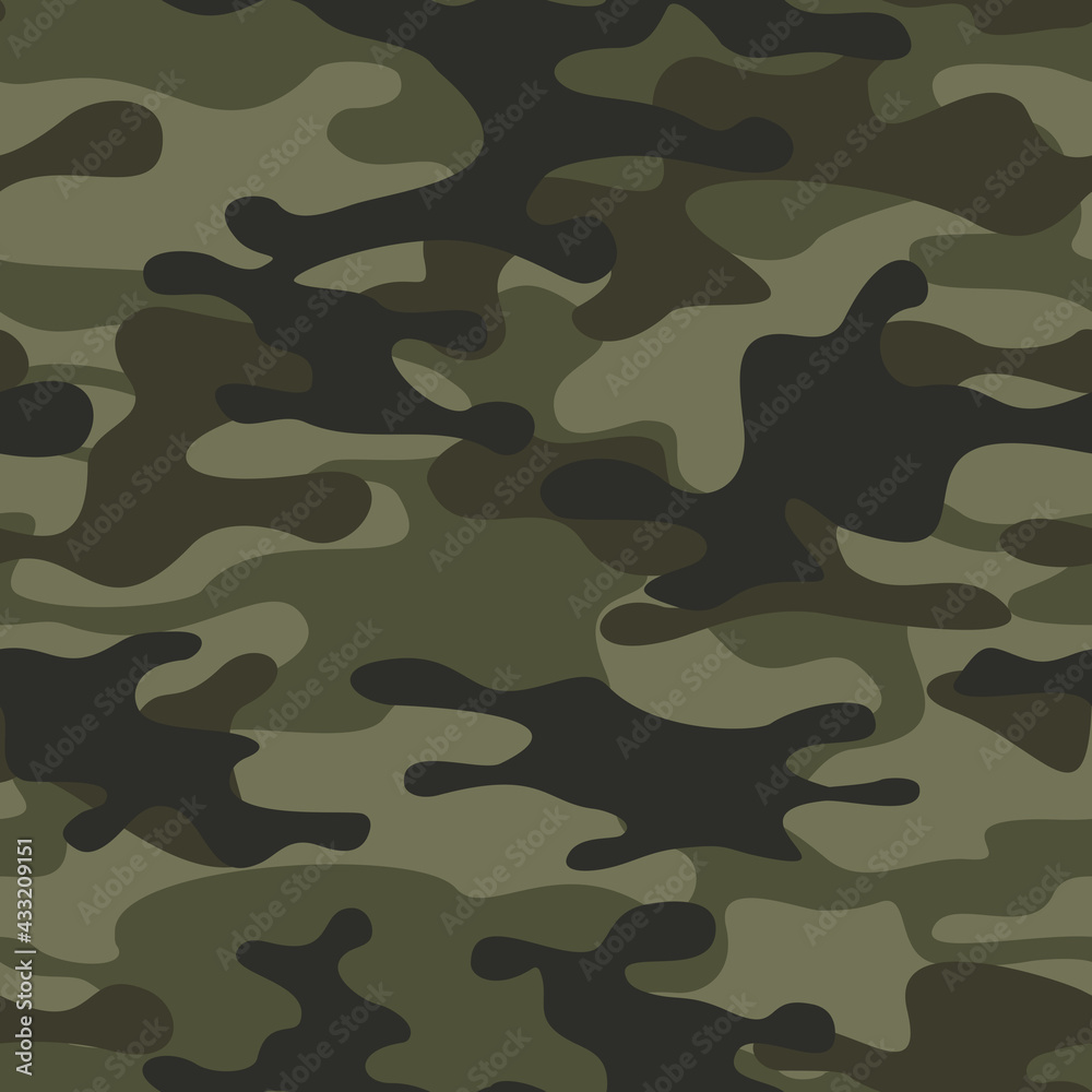 Wall mural 
Camouflage seamless pattern. Abstract camo. Military texture of stains. Print on fabric and clothing. Vector illustration