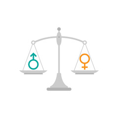 Gender and sexual equality concept. Scales with male and female sex symbols.
