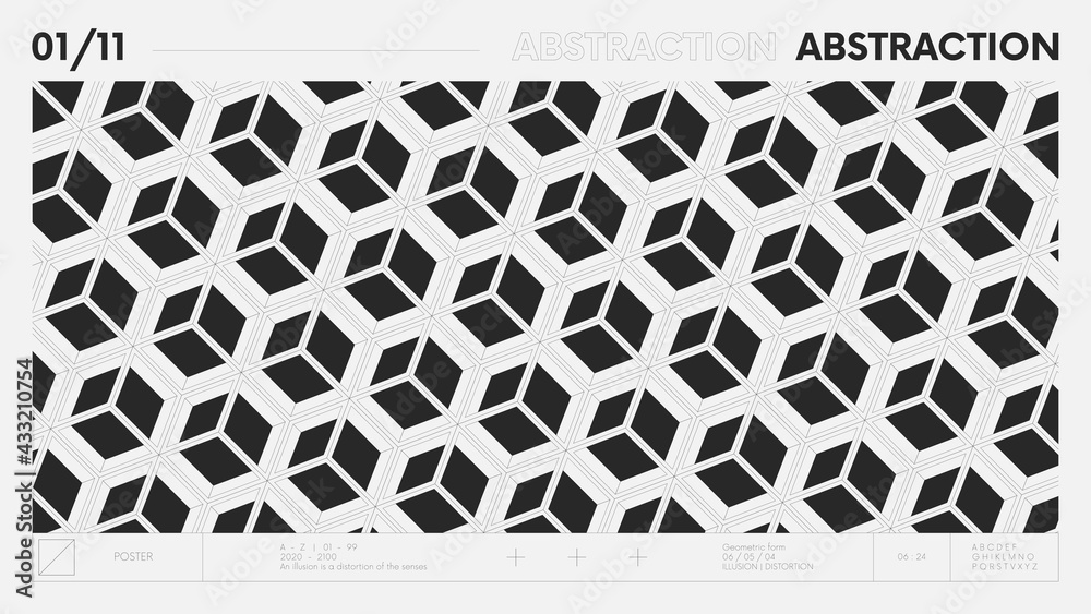 Poster abstract modern geometric banner with simple shapes in black and white colors, graphic composition d