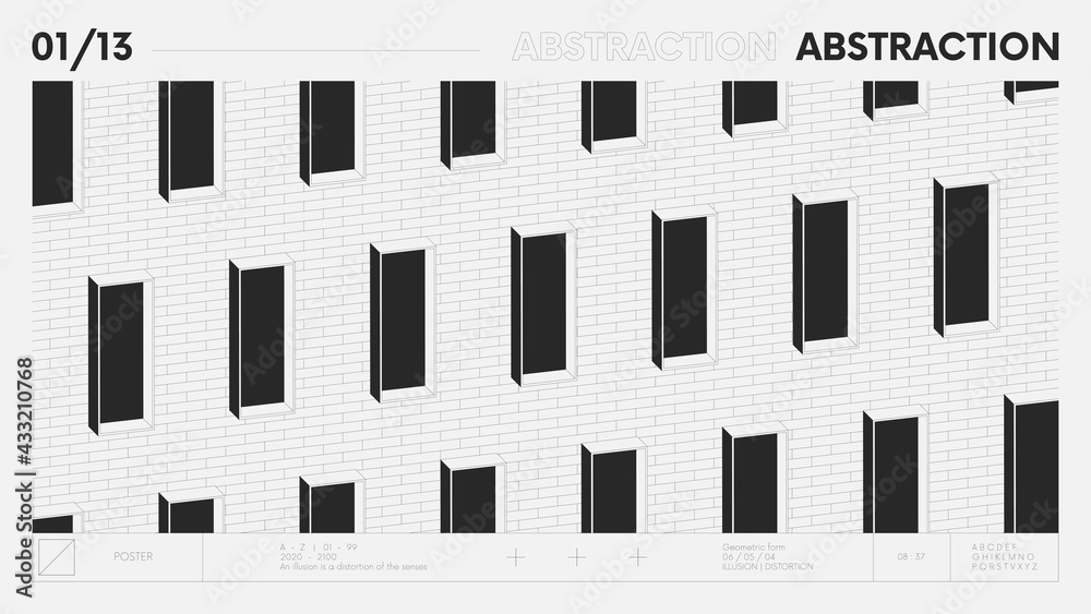 Poster abstract modern geometric banner with simple shapes in black and white colors, graphic composition d