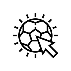 Fototapeta premium Football or Soccer Click icon in Outline Style. A soccer ball with an arrow cursor is a symbol of a click for a mobile app, game, ui ux, or website. Vector illustration icons.