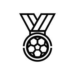 Obraz premium Football or Soccer Medal Vector icon in Outline Style. a Medal with soccer ball is a symbol of Champion or Winner. Vector illustration icons can be used for apps, websites, or logo.