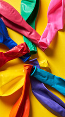 wonderful balloons lie in the center on a yellow background