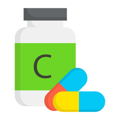 Weight Loss Pills and Supplements Jar Concept, prescription medications Vector color line Icon Design, Gym Fitness symbol on white background, Workout exercise equipment stock illustration
