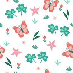 Seamless simple floral pattern. Vector image.