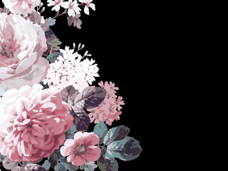 Beautiful elegant watercolor rose flower