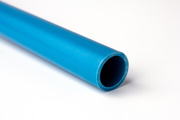 Blue Plastic pipe is a hollow cylinder, made of plastic.
