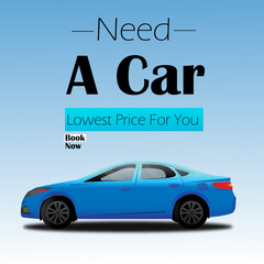 Car rental service, blue background