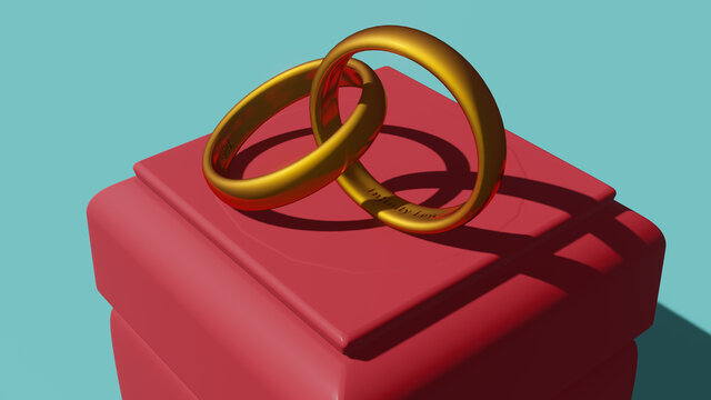 gold wedding ring 3d rendering