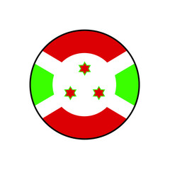 Flag of Republic of Burundi Vector Circle Icon Button for Africa Concepts. 