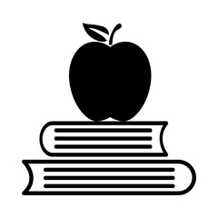 books with apple icon on white background. education sign. knowledge book education symbol. flat style.