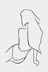 Abstract illustration. Poster. Drawing of a woman in one line.