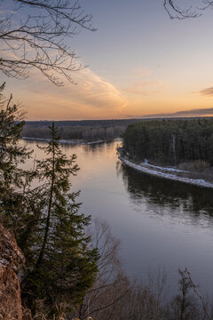 Winter sunrise by Neris river