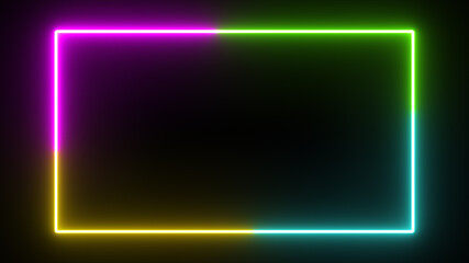 Four neon glow color flowing rectangle background