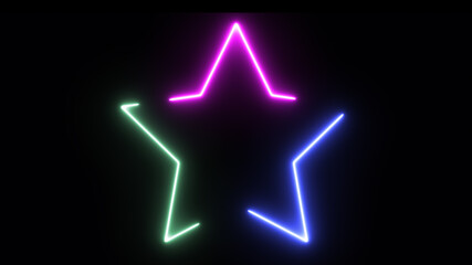 Neon flowing glow color star shape background