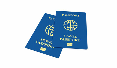 Group of Passport Documents on white background