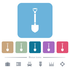 Shovel flat icons on color rounded square backgrounds