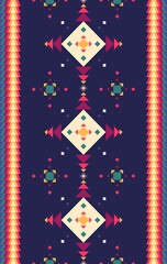 Fototapeta premium Geometric ornament of rhombuses and triangles in the native American style. Seamless pattern for web, print, textile, wallpaper, card, wrapping paper and background