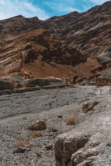 Beautiful panoramic landscape with mountains and desert in Death Valley, USA.