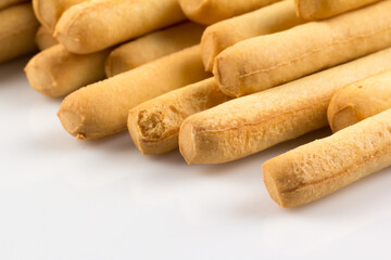 bread sticks on white background