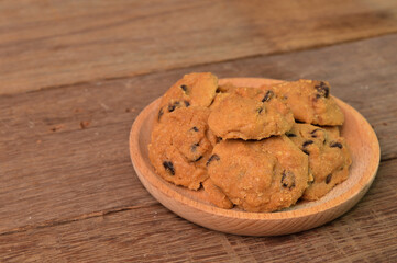 Malaysian traditional cookies called as Chocolate Chip Cookies served during Eid Fitri.