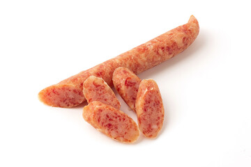 Chinese sausage isolated on a white background.