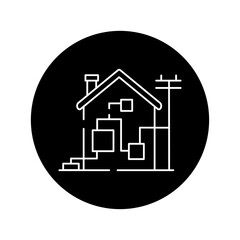 Engineering communications in private house color line icon. Pictogram for web page, mobile app