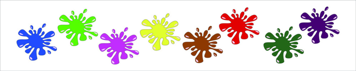 Colorful set of paint splashes. Round splash flat collection, liquid decorative shapes. splashes stains and drops, cartoon splashes. Collection of painted ink. Isolated vector illustrations .