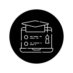 Streaming training black glyph icon. Pictogram for web page, mobile app