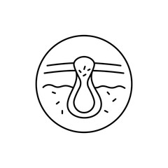 Blackhead black icon. Dermatology disease. Isolated vector element.
