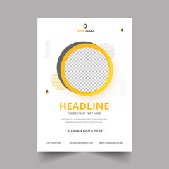 Business Brochure Template Or Flyer Design With Copy Space On White Background.