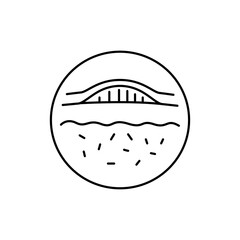 Bruise black line icon. Dermatology disease. Isolated vector element.