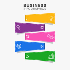 Business Infographics Template Layout With Five Color Options On White Background.