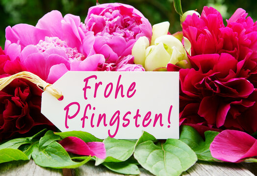 Happy Pentecost, Pentecost card with peonies