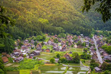 Landscape of Traditional and Historical Japanese village Shirakawago in Gifu Prefecture Japan, Gokayama has been inscribed on the UNESCO World Heritage List due to its traditional Gassho-zukuri houses