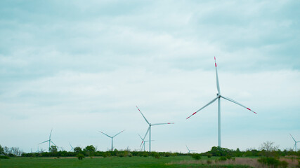 Wind generators in the field. Alternative energy sources