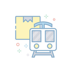 Naklejka premium Ship By Train Vector Filled Outline icon. EPS 10 file