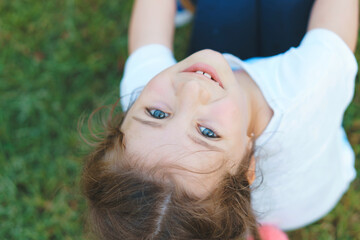 girl in glass looking up