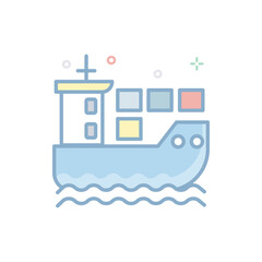 Cargo By Ship Vector Filled Outline icon. EPS 10 file