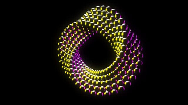 4k Looped rotating 3d Moebius strip changing colour spinning with alpha channel