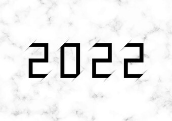 Year 2022 logo with gray and white marble background