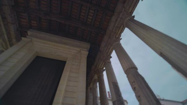 vienne, temple auguste Livie, drone,  architecture, b&acirc;timent, colonne, house of god, vieux, rep&egrave;re, ville, ciel, colonne, pierre, romain, rome, france, ancien, roma, europe, panth&eacute;on, voyage, fa&ccedil;ade, 