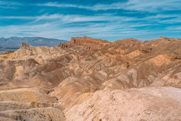 Hills and unusual mountains in Zabriskie Point Death Valley National Park. Natural landscape in USA