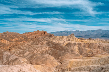 Hills and unusual mountains in Zabriskie Point Death Valley National Park. Natural landscape in USA